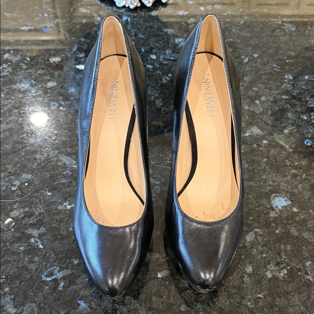 Nine West Black Leather Heels - 7.5